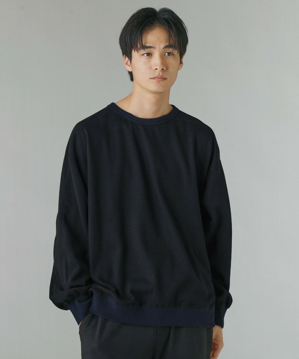 日本製ボンバーヒートハニカムサーマル長袖クルーネックニット