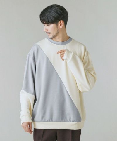 切替ダンボールニット長袖クルーネックスウェット | 【公式】SPU スプ