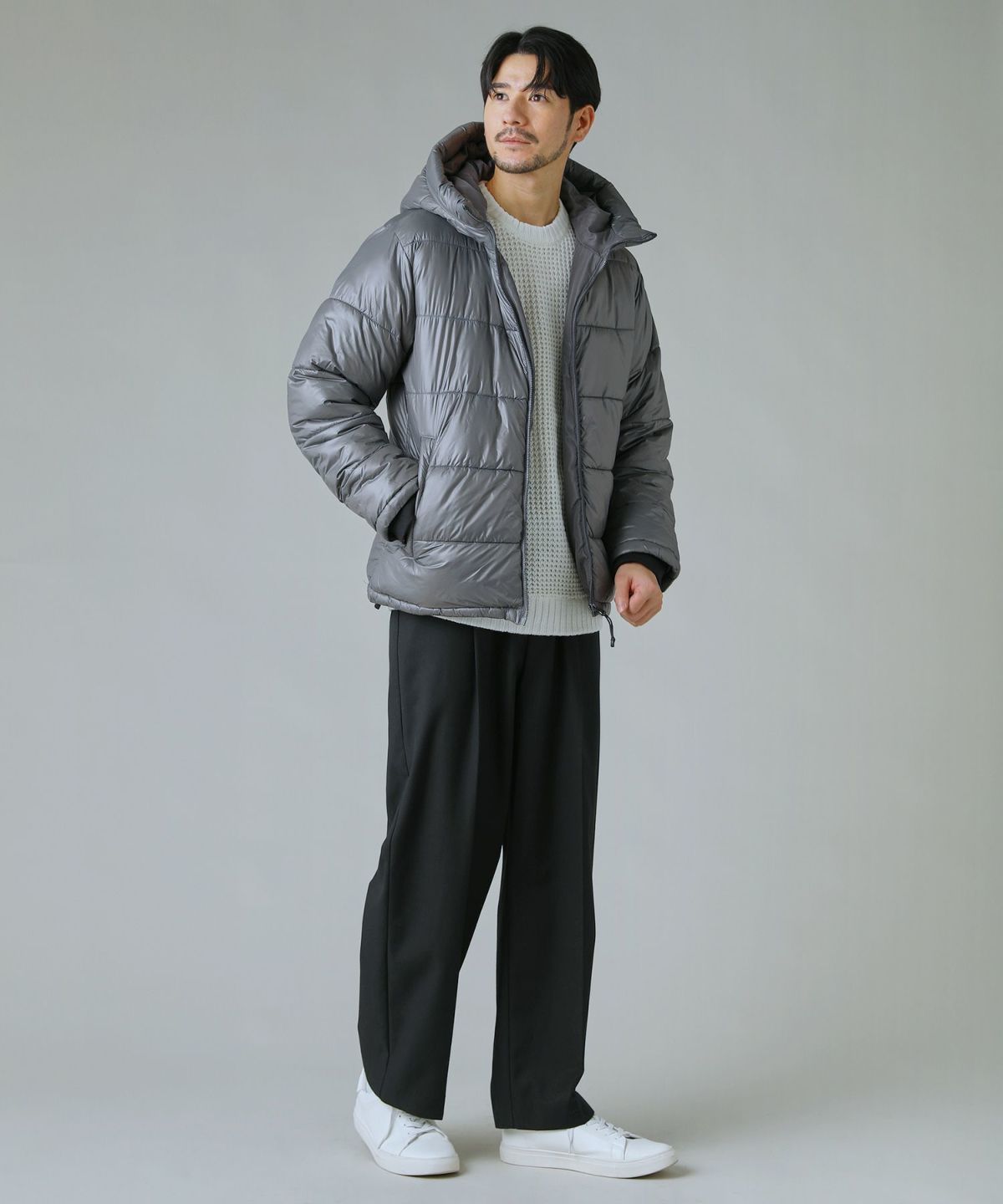 シレ加工ドローコード撥水防風加工付き中綿フードジャケット | 【公式