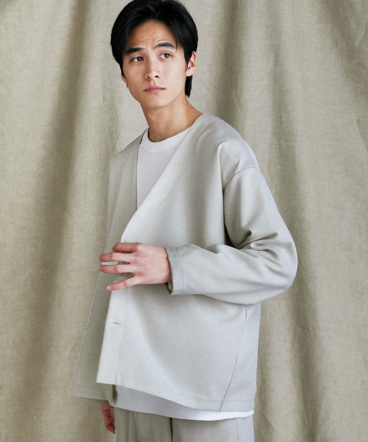 未使用☆プリスティン コットンヤクリネン二重織りジャケット DES PRES（デプレ） ジャケット ノーカラージャケット コットンリネン