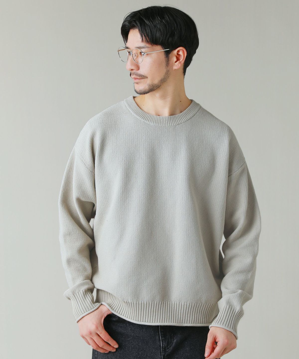 スプートニクス（SPUTNICKS）/リラックスフィット鹿の子編みクルーネックニット リラックスフィット鹿の子編みクルーネックニット | 【公式】SPU スプ