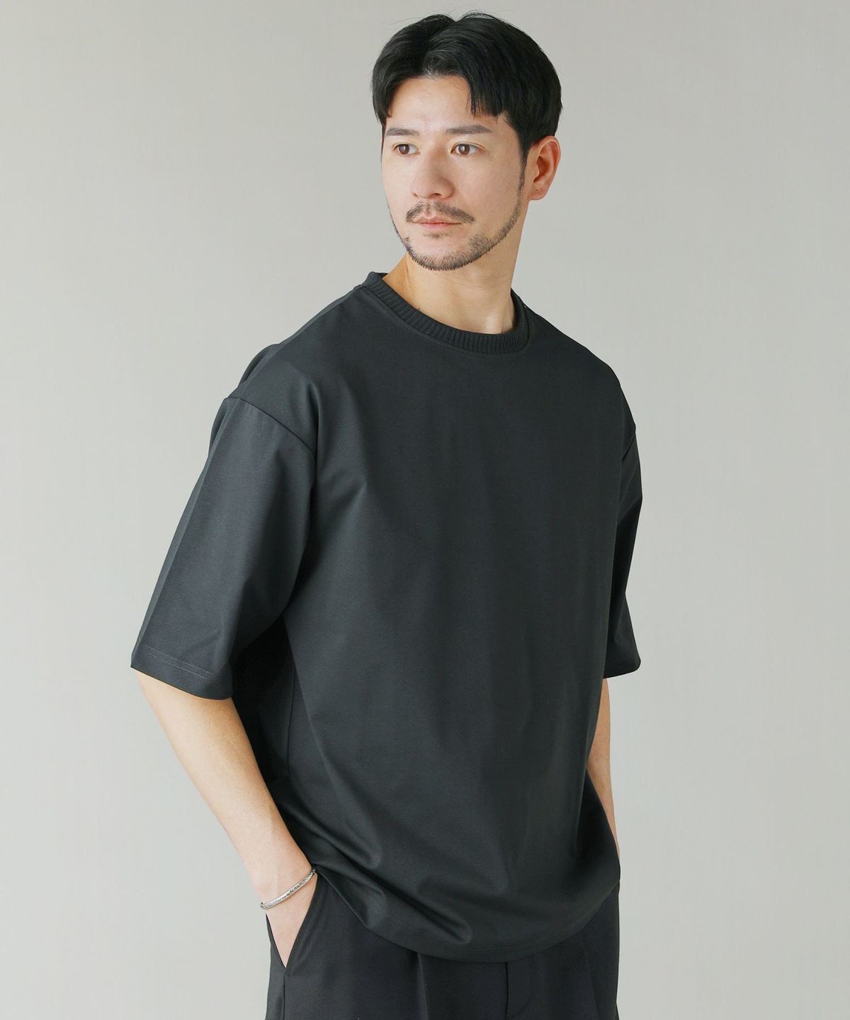 メール便対応】【接触冷感/速乾/UVカット/イージーケア】ポンチ襟リブ