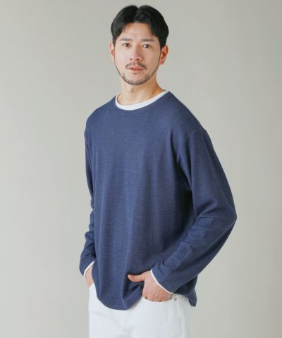 スラブ生地ロールネックフェイクレイヤード長袖Tシャツ | 【公式