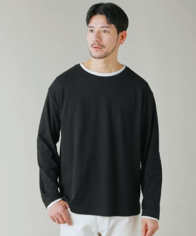 スラブ生地ロールネックフェイクレイヤード長袖Tシャツ | 【公式
