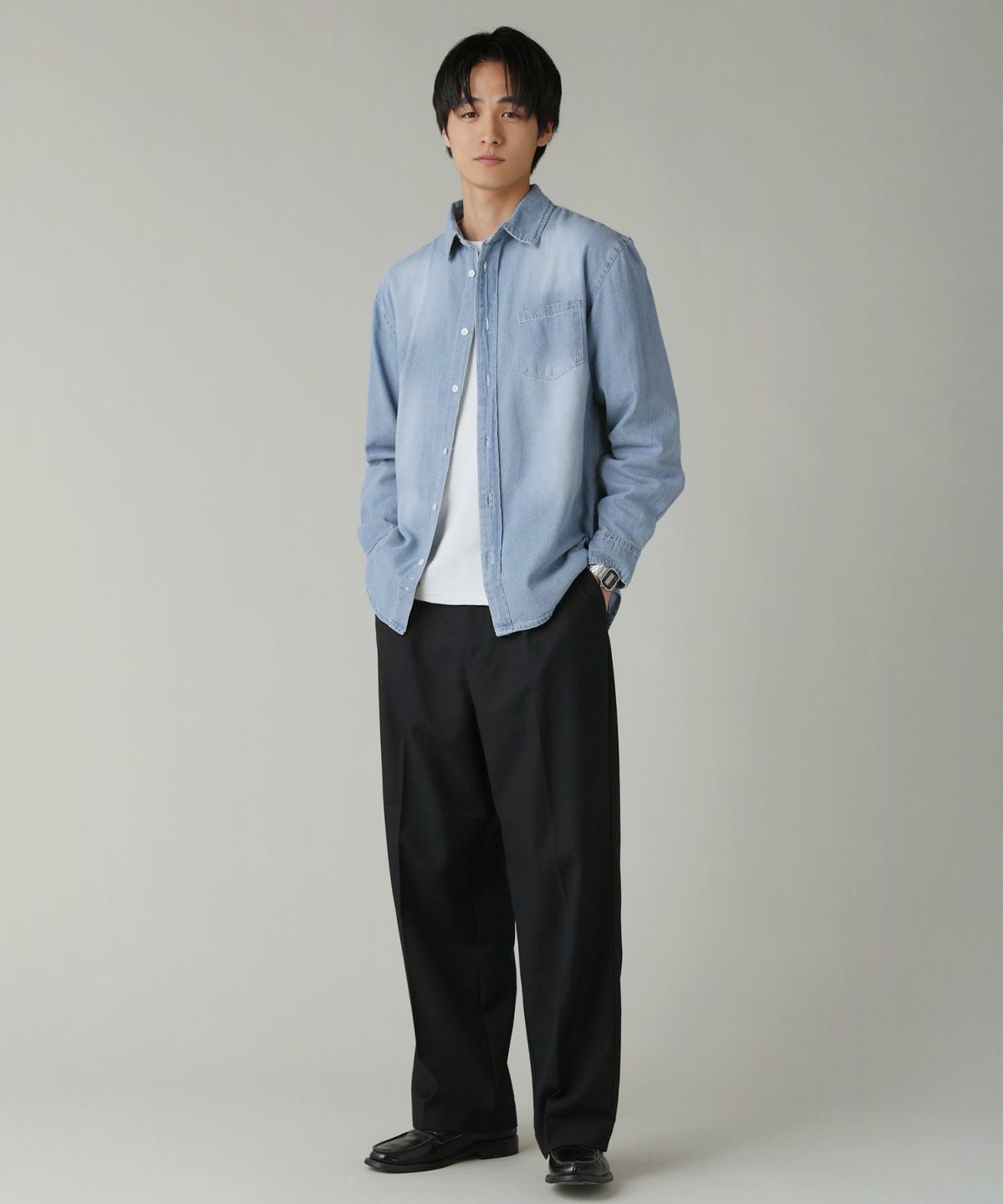 6.5ozデニム長袖レギュラーカラーシャツ | 【公式】SPU スプ公式 6.5ozデニム長袖レギュラーカラーシャツ | 【公式】SPU スプ公式
