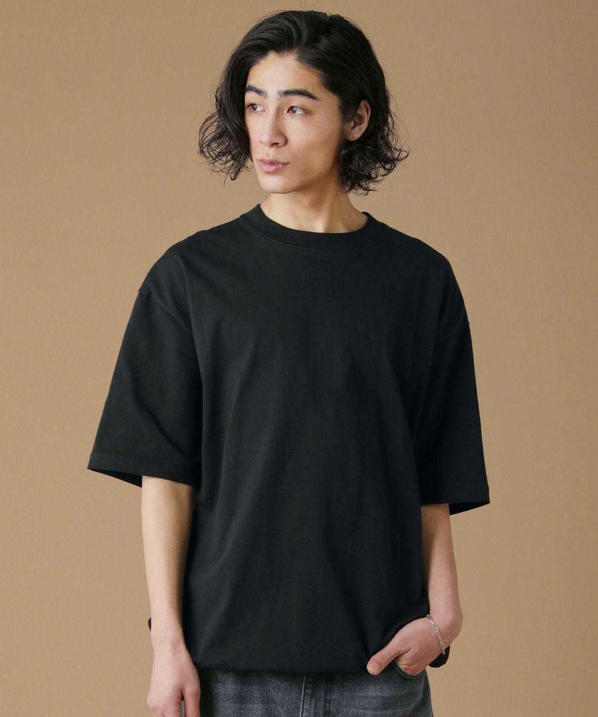 ダブルヤーンドローストリングオーバーサイズ半袖Tシャツ