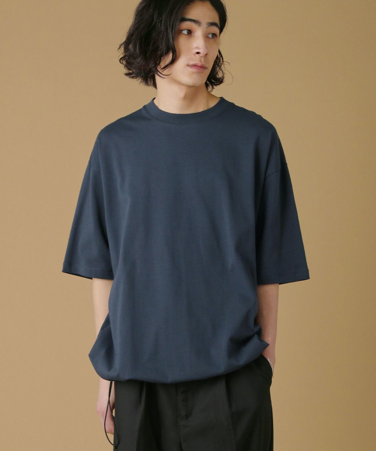 ダブルヤーンドローストリングオーバーサイズ半袖Tシャツ