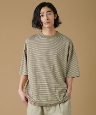 国内外の人気が集結 マイクロボーダードローストリングオーバーサイズ半袖Tシャツ トップス