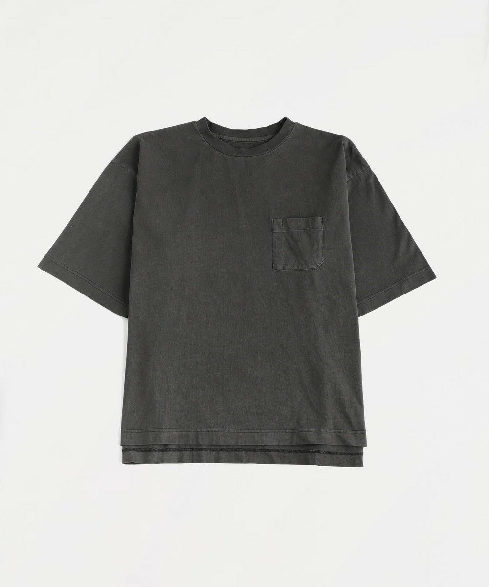 ピグメント米綿（USAコットン）天竺グラスポケット付きTシャツクルーネック半袖ボクシーTシャツ ピグメント米綿（USAコットン）天竺グラスポケット付きクルー