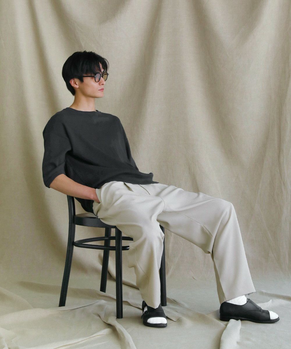 スプートニクス（SPUTNICKS）/日本製「泉州」ハニカムサーマルニットガゼットクルーネック半袖スウェットライクTシャツ 日本製「泉州」ハニカムサーマルニットガゼットクルーネック半袖