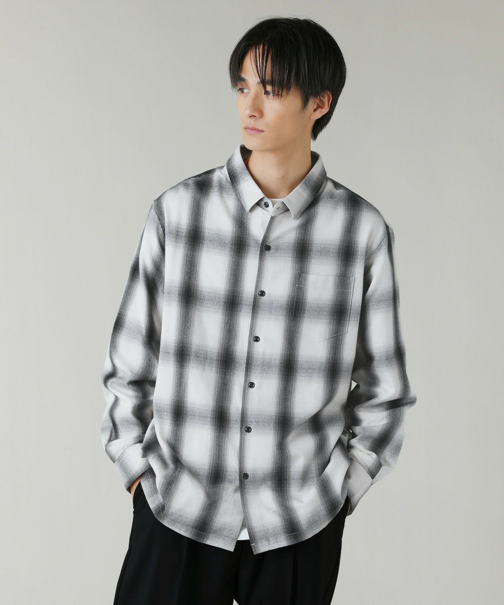 or slow 長袖ネルシャツ グレー ブラック チェック size 3 ネルシャツ メンズ チェックシャツ 長袖 シャツ 送料無料 通販Y